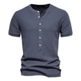 thumbnail image 1 of zanvin Summer Tops, Men's Fashionable Solid V-neck Neck Slim Fit Bottom Shirt Blouses, 1 of 4