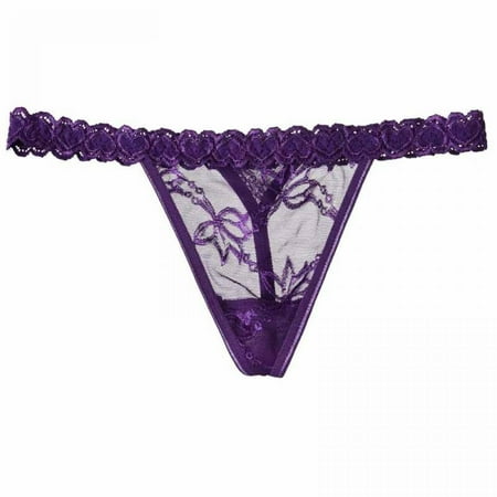 

Deepwonder Sexy Exposed Buttocks G-String for Women Transparent underwear Floral Lace Low Waist G-String One Size Tops