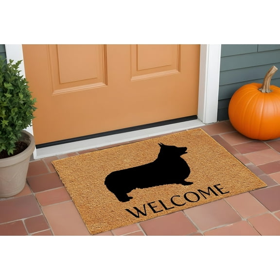 17" X 29" Natural and Black Coir Dachshund Welcome Outdoor Door Mat