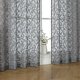 thumbnail image 3 of OVZME Leila Charcoal Grey Sheer Curtains 36 Inch Long 2 Panel Set, Light Filtering Privacy Window Curtains for Bedroom, Leaf Pattern Farmhouse Short Curtains for Living Room, 40Wx36L Inch, Grey, 3 of 7