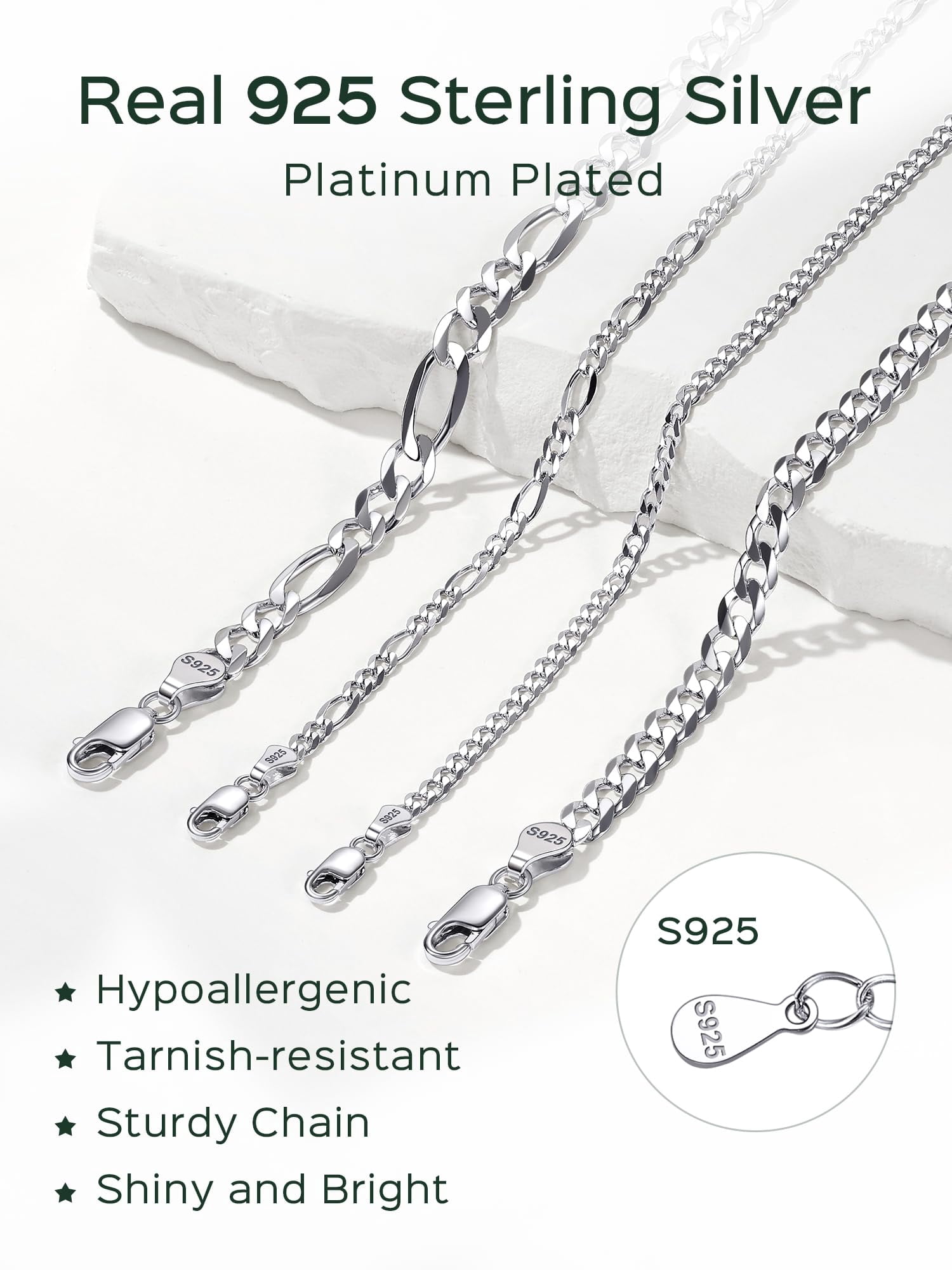 ChicSilver Sterling Silver Anklets for Women Trendy Cuban Link Chain 5mm Thick Foot Jewelry for Gifts