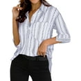 thumbnail image 5 of ZXSXSY Women Button Collar Vertial Detailing Split Hem Shirts with Pocket, 5 of 9