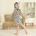 thumbnail image 4 of FORMRS Niños Bathrobe Unisex Hooded Robe Soft Plush Pajamas Sleepwear, Size 10-12T, Colorful Stars, 4 of 7