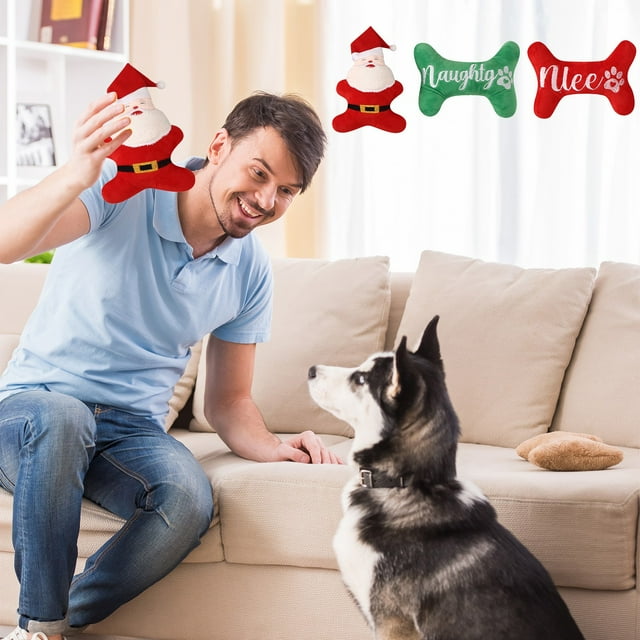 Xihbxyly Productos Fabricados Únicamente En Ee. Uu. Nuevos Suministros para Mascotas, Juguetes Navideños para Perros, Juguetes para Cachorros con Emisión de Sonido, Decoración de Papá Noel