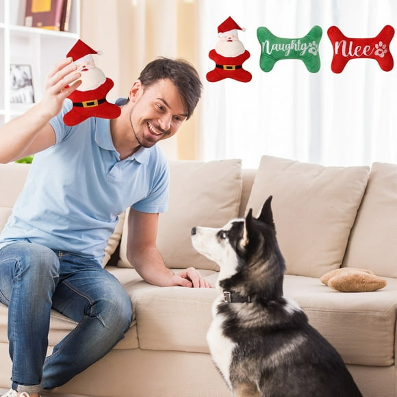 onlyliua Liquidación Nuevos Suministros para Mascotas, Juguetes Navideños para Perros, Juguetes para Cachorros con Emisión de Sonido, Decoración de Papá Noel