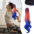thumbnail image 1 of Lace Front Wigs Human Hair Woman Tri-Color Synthetic Long Wavy Curly Ponytail Hair Extension Wig, 1 of 7
