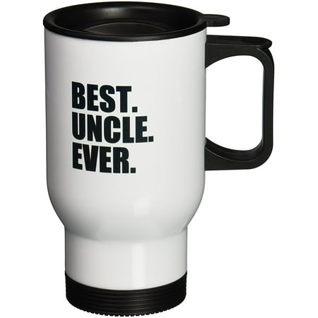 3dRose Best Uncle Ever - Family gifts for relatives and honorary uncles and great uncles - black text, Travel Mug, 14oz, Stainless