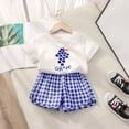 thumbnail image 2 of kpoplk Toddler Girls Clothes 1T 2T 3T 4T 5T Summer Outfits Baby Kids Short Sleeve T-Shirt Tops & Camouflage Shorts Sets(Blue,12-18 M), 2 of 4