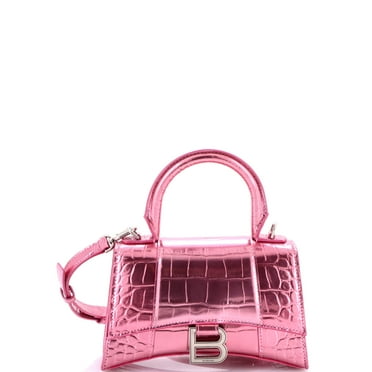 Pre-Owned Hourglass Top Handle Bag Crocodile Embossed Leather XS By Rebag