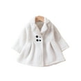 thumbnail image 2 of Musuos Kids Girls Winter Coat, Solid Color Long Sleeve Lapel Plush Jacket Double Breasted A-Line Outwear, 1-6 Years, 2 of 9