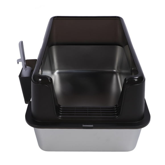 Stainless Steel Cat Litter Box, Top Entry Anti Splashing Extra Large Metal Litter Pan Litter Tray for Cats Training Indoor