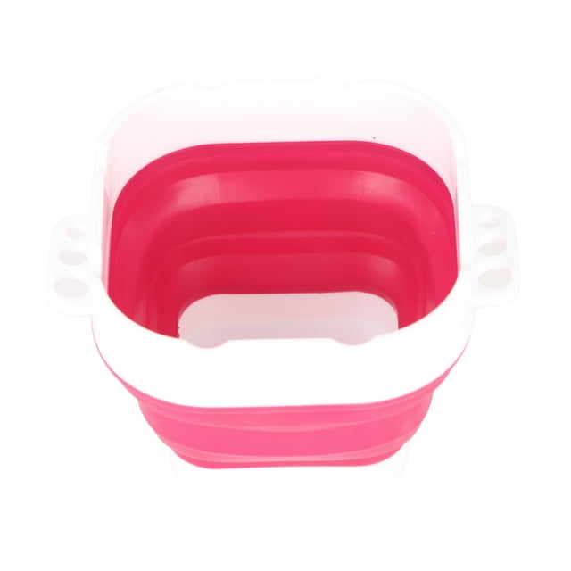Cubo de silicona plegable para lavar pinceles de pintura, profesional, con fondo grueso, para principiantes, con tabla de fregar, color rojo