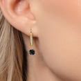 thumbnail image 3 of Gem Stone King 10K Yellow Gold Black Sapphire and Lab Grown Diamond Dangle Earrings for Women | 1.47 Cttw | Gemstone September Birthstone | Round 5MM, 3 of 6