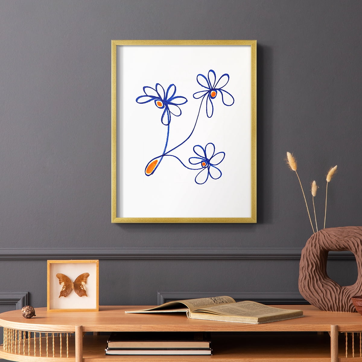 Wobbly Blooms III Framed Print - Solid Wood in Single Picture Frame Solid Wood 2 Framed Print
