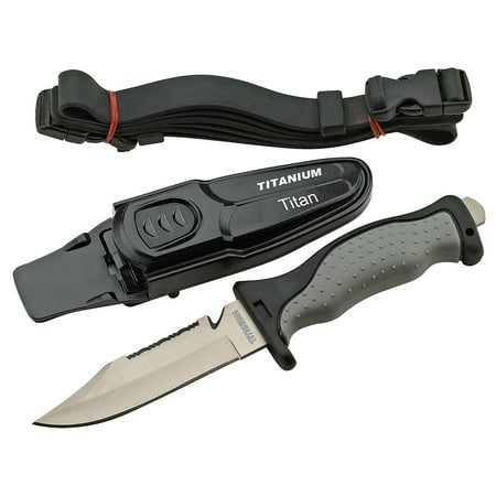 Blade Dive Knife - Phantom Aquatics Titanium Scuba Dive Knife Sharp Tip, 4 1/2-Inch Blade