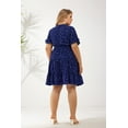 thumbnail image 3 of CASSIE LIZ Ladies Plus Size Dress 4X Star Print Tunic Flutter Trim Hem Dress Blue V Neck Flutter Trim Sleeves Dress Casual Loose Fits Dress For Summer 4XL 24W 26W, 3 of 4