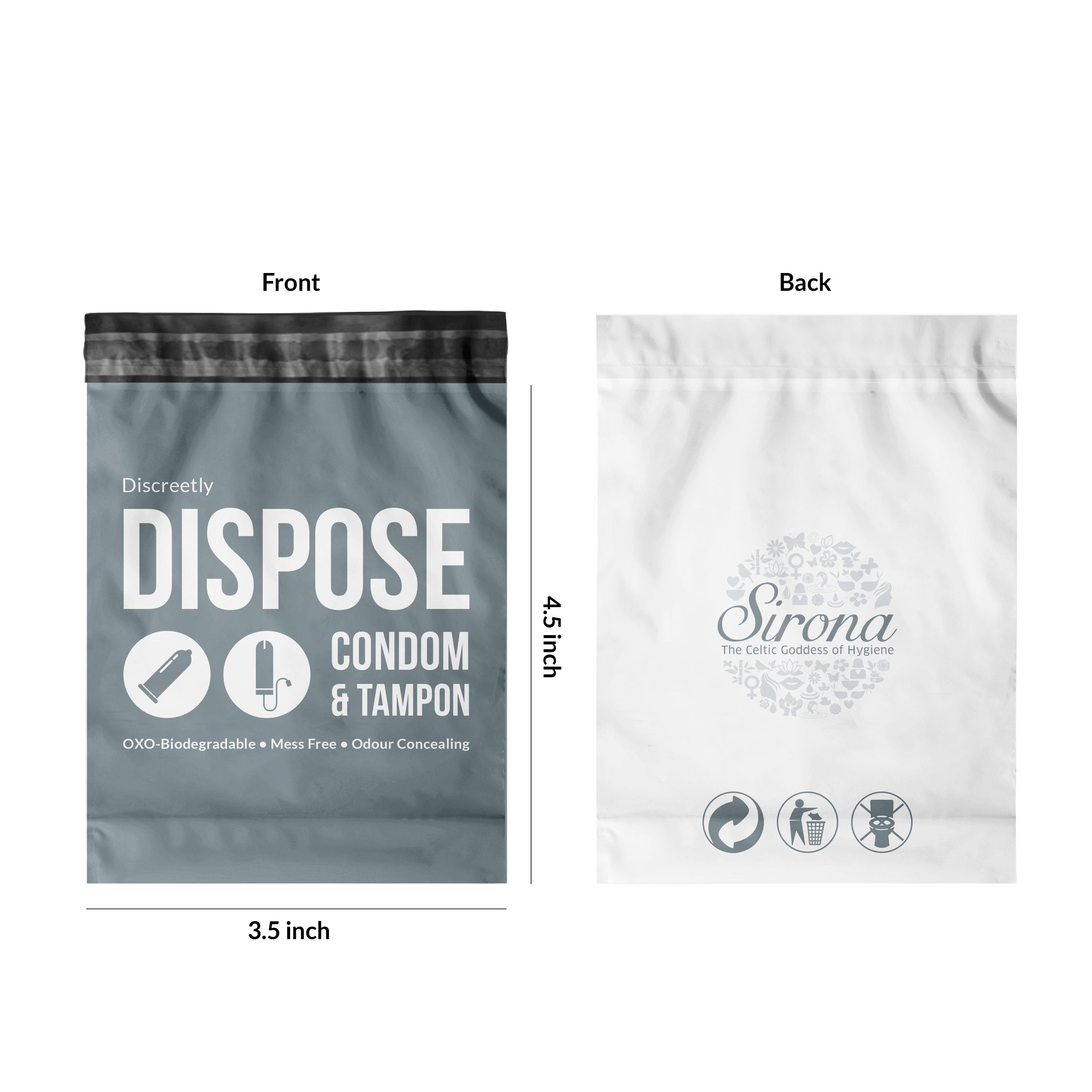 Sirona Sanitary Disposal Bags - 45 | Leakproof, Odor-Concealing Disposal For Tampons, Pads, Liners & More | Hygienic & Travel-Friendly (45 Pack)