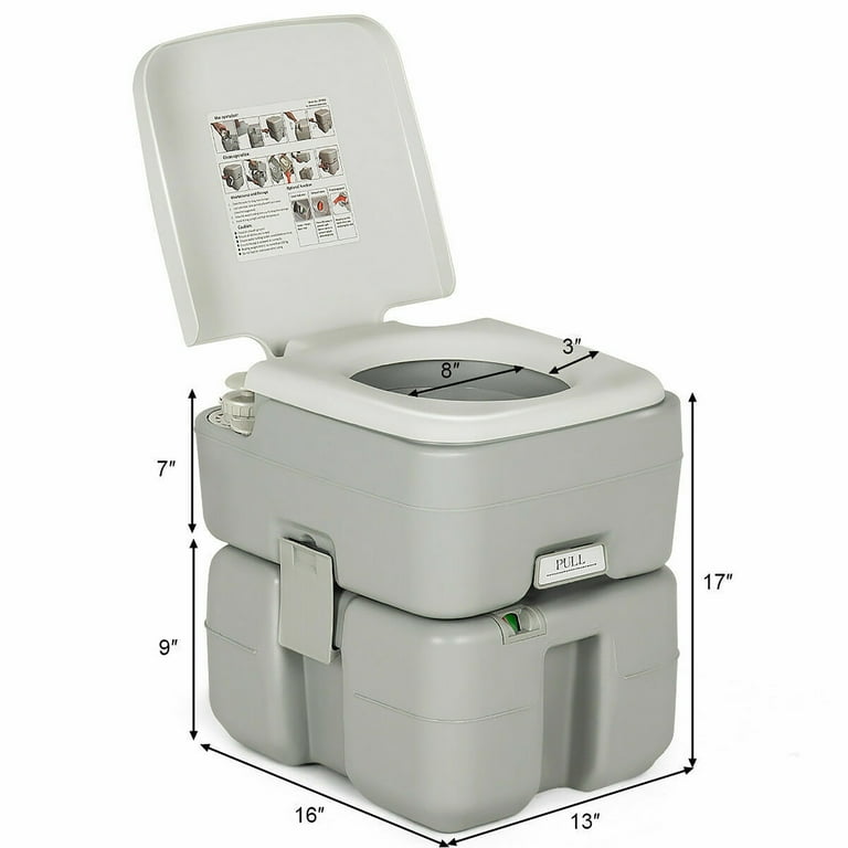 WC Portable Pour Camping-car – 12L (3,2 Gal) Avec Pompe De Chasse, Gris