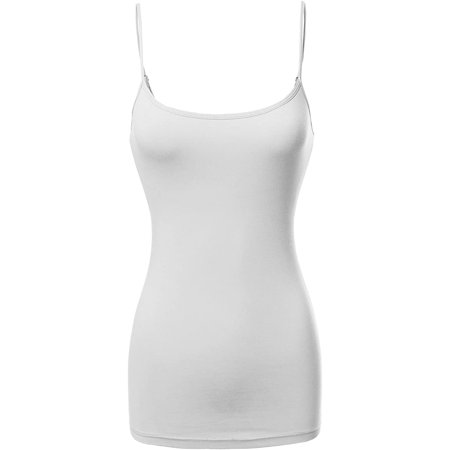 3 Packs - TheLovely Womens & Plus Sizes Basic Solid Long Length Adjustable Spaghetti Strap Tank Top Camisoles