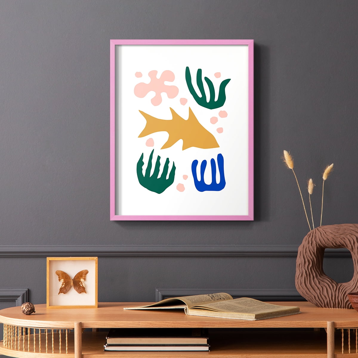 Matisse CDLXVI in Pink Solid Wood Framed Print No Nail Hanging