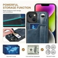 thumbnail image 3 of for iPhone 14, PU Leather Wallet Case Back with Elastic Card Slot Magnetic Clasp Kickstand Hand Strap Protective Cover for iPhone 14 6.1 inch 2022 (Blue), 3 of 17