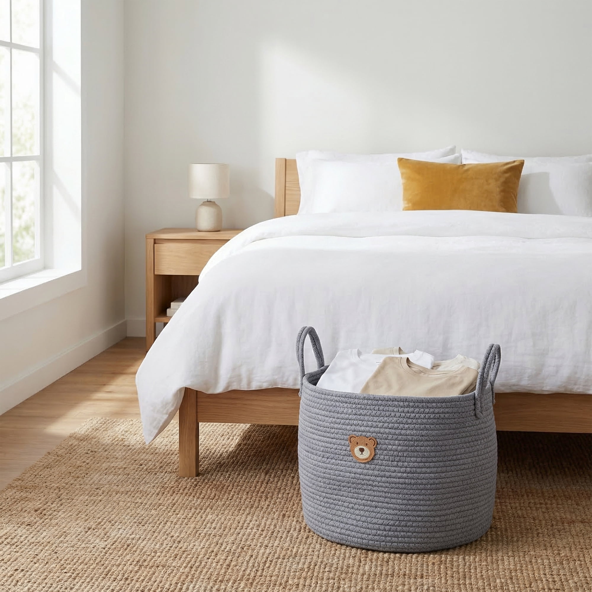 Unique Bargains Storage Basket Shelf Closet Storage Bin Grey 13.8*13.8*11.8in