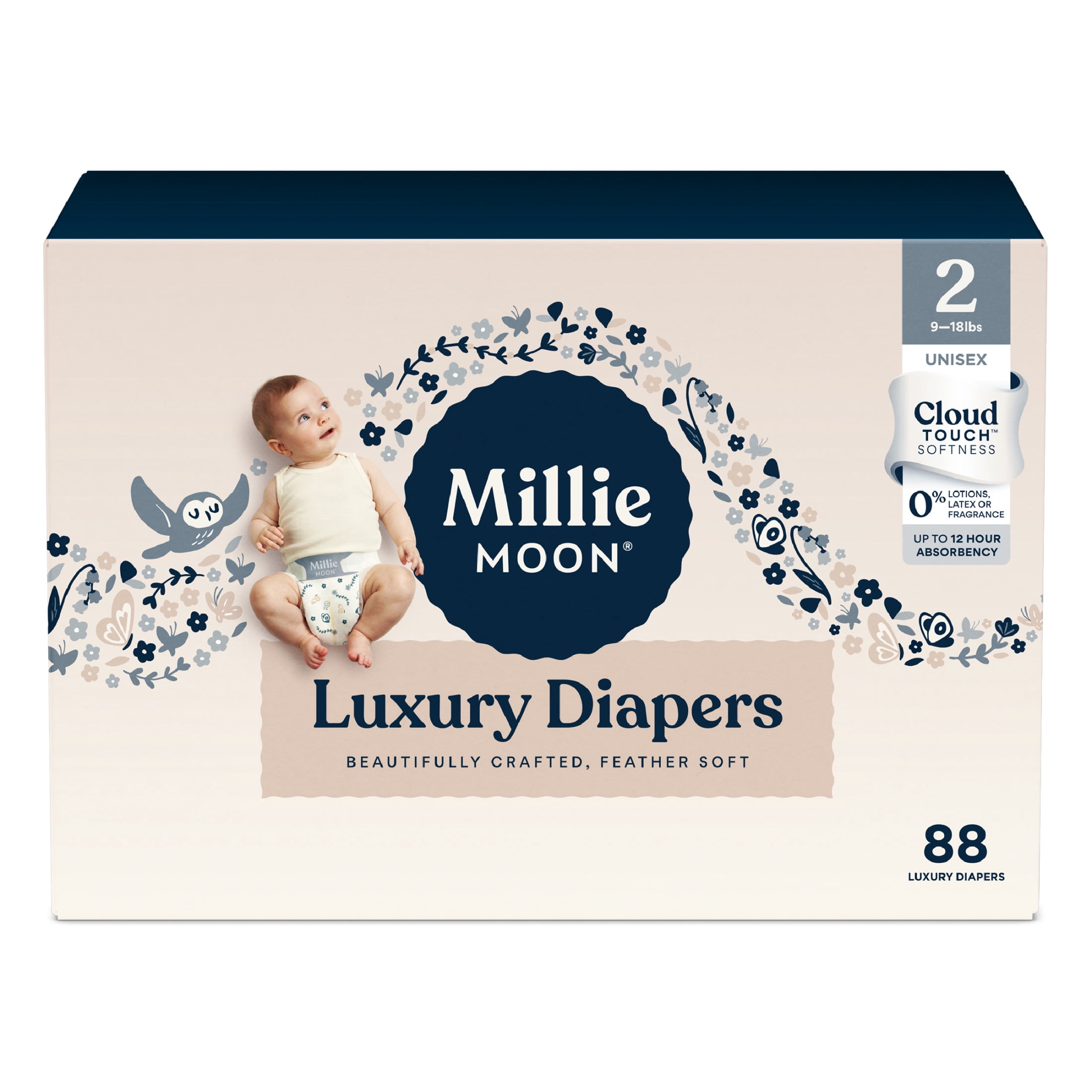 Millie Moon Luxury Diapers, Size 2, 88 Count (Select for More Options)