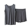 thumbnail image 3 of WCJM Women's Crisscross Cut Out Vest Wrap Crop Tops Solid Cami Tank Summer Cotton Pajama Set for Women Plus Size Soft Shorts and Tank Tops Sleeveless Sleepwear for Home/Travel, 3 of 4