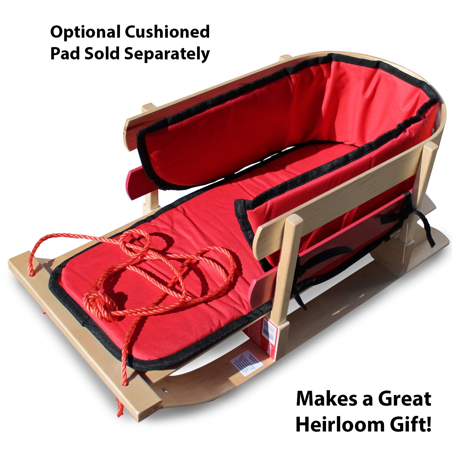 Flexible Flyer Baby Pull Sled. Wood Toddler To-Boggan. Wooden Sleigh for Kids