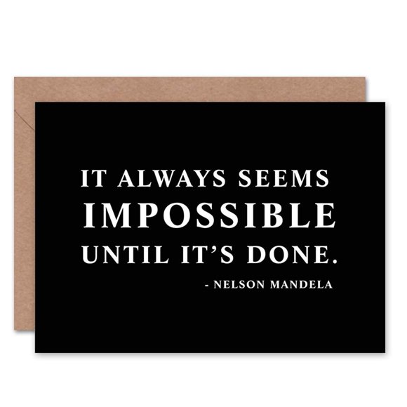 Wee Blue Coo Nelson Mandela Citation Toujours Impossible Carte de Vœux Scellée avec Enveloppe Vierge à l'Intérieur