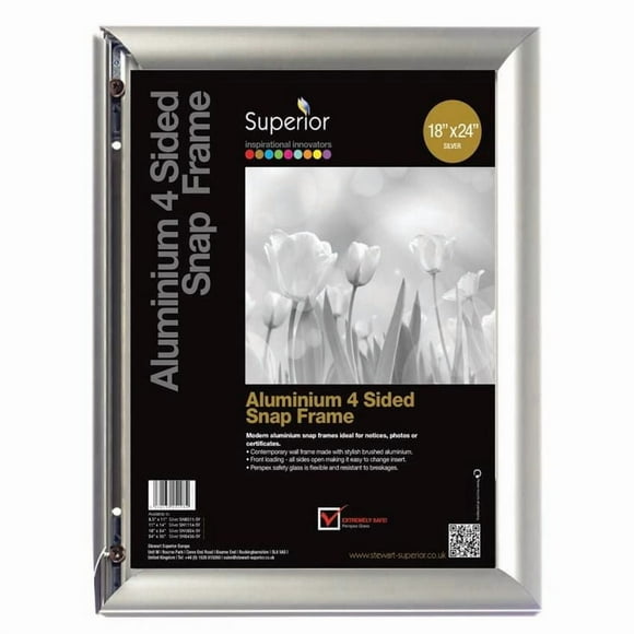 SECO Snap Poster Frame Case, 18 x 24 Inches, Silver