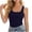 Navy, variant on Women's Cool Singlet, Solid Color Round Neck, Breathable Gym Running Tank Top Black 2XL