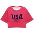thumbnail image 3 of TSADFHJI Chandails en Molleton pour Femmes Sans Capuches Long T-Shirt Imprimé Fête de l'Indépendance Usa Décontracté Col Rond Manches Courtes TTG Rouge Melon D\'eau, 3 of 3
