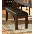 thumbnail image 4 of Wood & Bi Cast Vinyl 60" Bench With Tufted Seat, Dark Brown- Saltoro Sherpi, 4 of 4