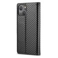 thumbnail image 3 of ELEHOLD for iPhone 14 Plus 6.7 inch 2022 Folio Case, Carbon Fiber Flexible TPU Kickstand Card Slots Cash Pocket Magnetic Buckle Full Protetcion Shockproof Flip Case for iPhone 14 Plus, Vertical Line, 3 of 10