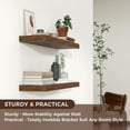 thumbnail image 5 of Floating Shelves for Wall, 23.6"W x 6.7"D x 1.37"H, 2 Pack of Long Wall Mounted Engineered Wood Shelves with Invisible Brackets for Living Room Bedroom Bathroom Kitchen Decor Storage, Rustic Brown, 5 of 14