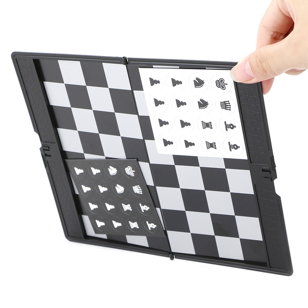 Pocket Folding Magnetic International Chess Set Board Checkers Traveler Plane 