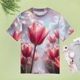 thumbnail image 5 of Tulip T-Shirt O Neck Retro Print Big Size T-Shirts Short Sleeve Tees Womens Pretty Design, 5 of 5