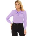 thumbnail image 1 of INSPIRE CHIC Blusa De Lavanda De Oficina De Trabajo Sólido De Manga Larga Con Cuello De Pajarita Elegante Para Mujer Lavanda XS, 1 of 6