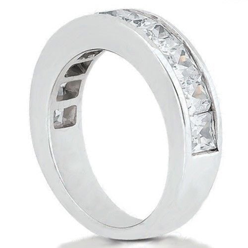 1.8ct Princess Cut 9 Diamond Anniversary Wedding Band, Size 6, Channel set, 1 5ct each Platinum by