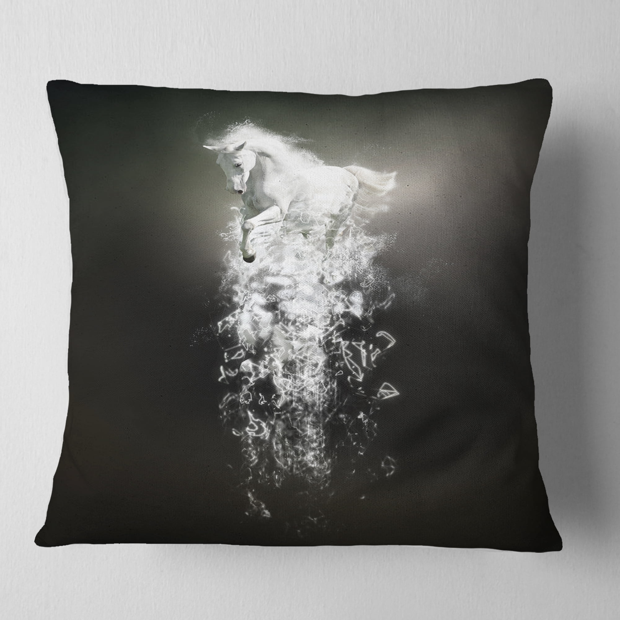 Designart Fantasy White Horse Running - Animal Throw Pillow - 18x18