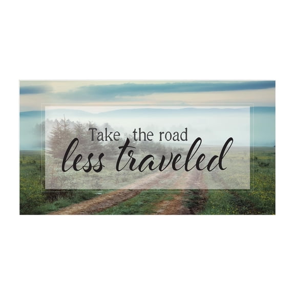 Road Less Traveled Green Path Landscape 20 x 10 Wood Wall Sign Plaque