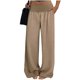 thumbnail image 2 of TaTaai Women's Fashion Loose Straight Long Pants Solid Color High Waist Patchwork Linen-Like Fabric Soft Casual Trousers for Daily and Home Occasions Gift, 2 of 6