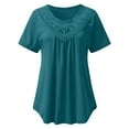 thumbnail image 4 of Womens Shirts Lace Neck Pleated Curved Loose Plus Size Casual Blouses Oversized Tshirts for Women, 4 of 5