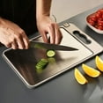 thumbnail image 6 of Cutting Board – Titanium Cutting Board with Built-In Knife Sharpener, Double-Sided Pure Titanium & PP Kitchen Board, Non-Porous, Easy to Clean, Durable Food Prep Board, 14.4"*9.8"(B), 6 of 8