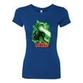 thumbnail image 2 of Catzilla Parody Taking Over City | Womens Cat Lover Slim Fit Junior Tee, Royal, X-Large, 2 of 3