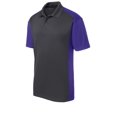 thumbnail image 5 of Sport-Tek Colorblock Micropique Sport Wick Polo-XL (Iron Grey/ Purple), 5 of 6