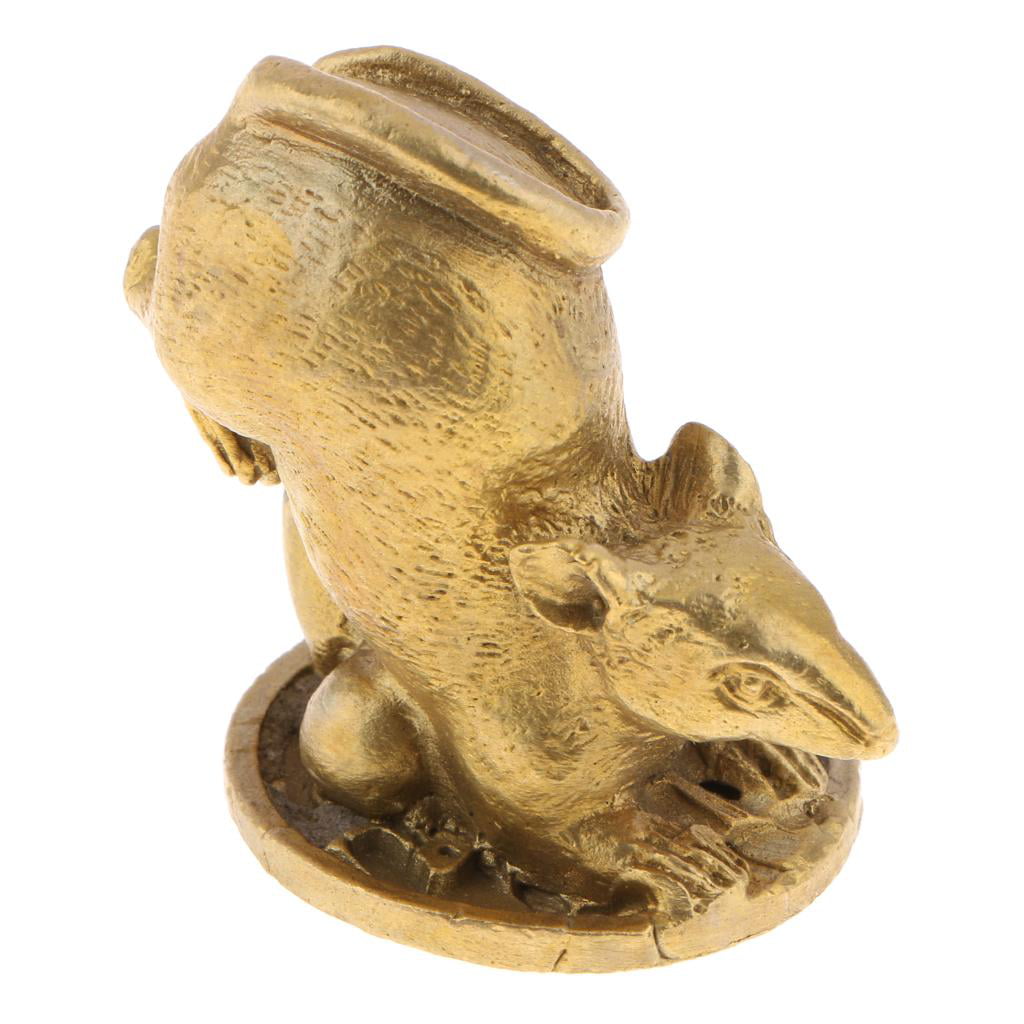 Chinese Zodiac brass copper Statue Figurine Rat Mouse 5.1"L 
