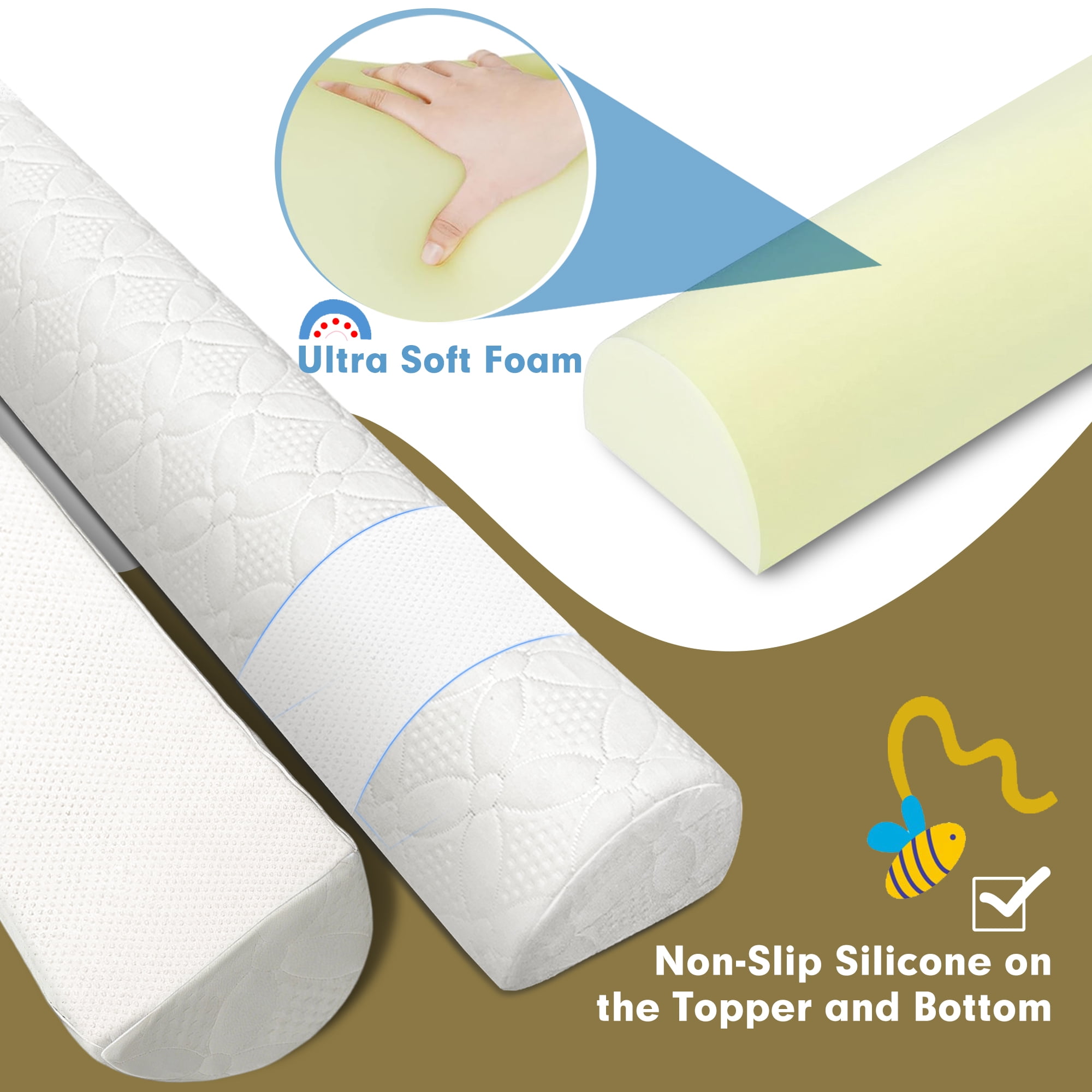 Bed Rail for Toddlers, Bed Guard Rail, Soft Memory Foam Toddler Bed Rail for Twin, Full, Queen, King Beds with Washable Cover, 2 Packs