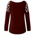 thumbnail image 4 of Pntutb Women's Long Sleeve Hot Drilling Solid Hollow Out O-Neck T-Shirt Blouse Tops Clothes, 4 of 6